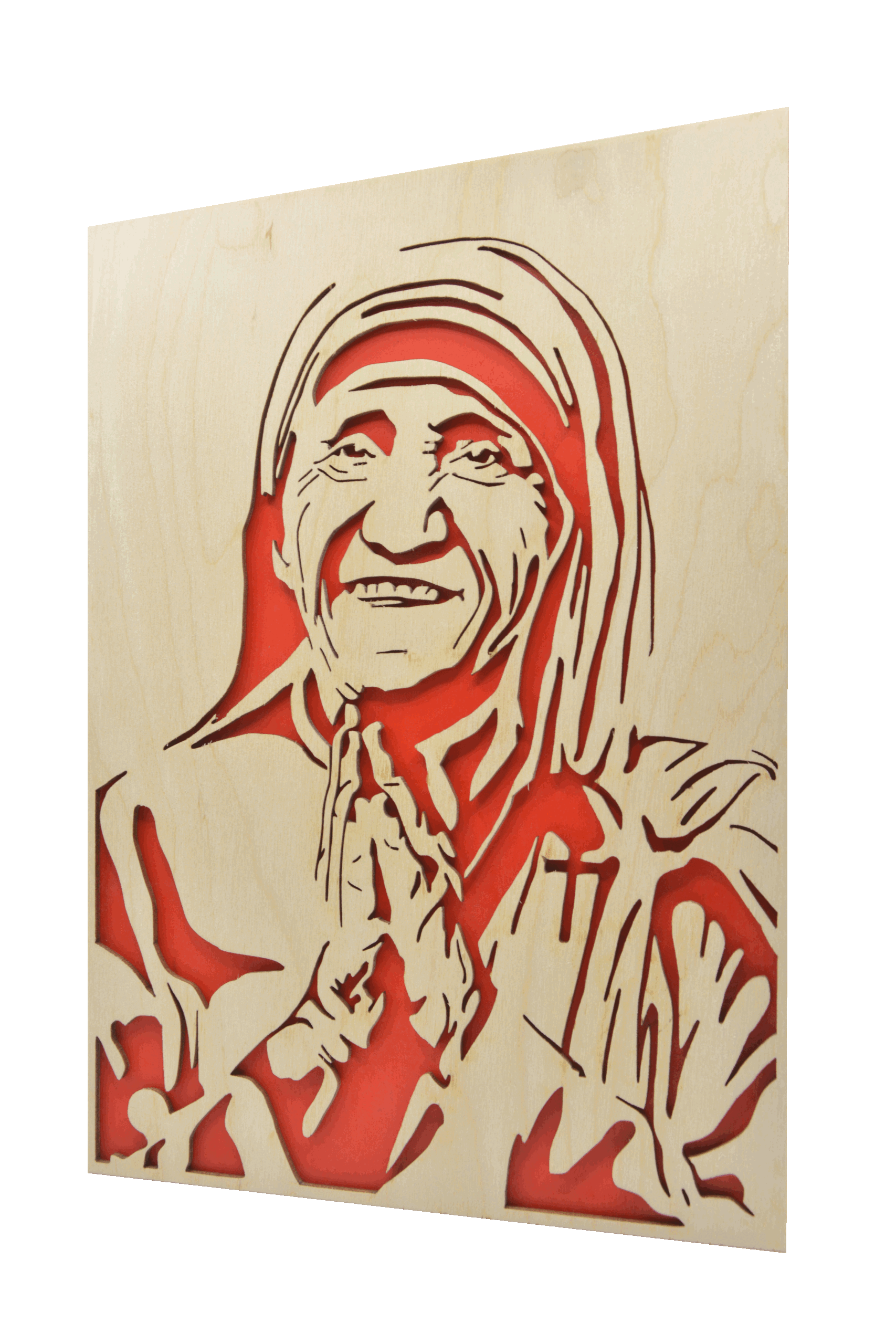 Sv. Matka Tereza - obraz do dřeva - červená