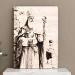 Sv. Augustin - gravírovaný obraz do dřeva s jeho typickými atribut